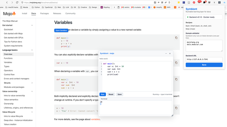 Idea Sketch #3: Symbiont — A Playground Layer for Documentation